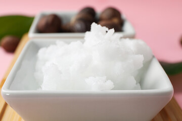 Concept of skin care cosmetics, Shea butter, close up