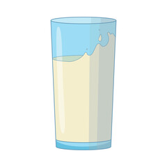 A cartoon a glass of milk. Vector illustration isolated on white background