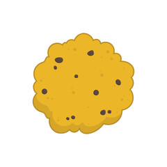A cartoon traditional cookie with a chocolate. Vector illustration isolated on white background