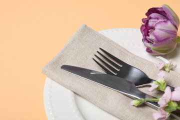 Concept of spring season beautiful table setting