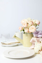 Concept of spring season beautiful table setting