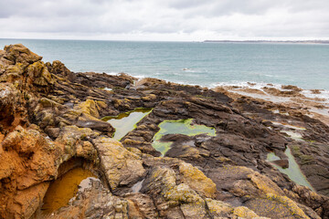view of the stones protruding from the water