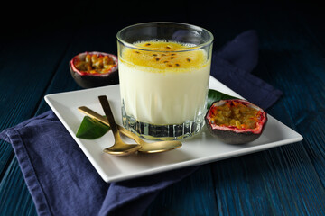 Concept of delicious food - Passion fruit mousse