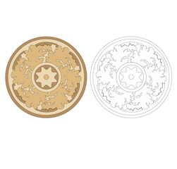 ANCIENT HERALDIC EMBLEM OF GOLD DECORATED IN BAROQUE STYLE DECORATIVE ELEGANCE LUXURY PATTERNS GOLD STOCK ILLUSTRATION