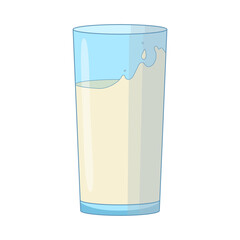 A cartoon a glass of milk. Illustration on transparent background