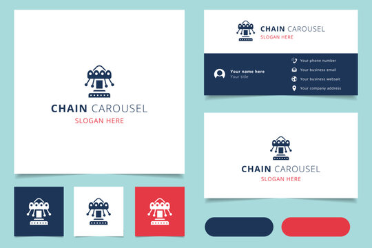 Chain carousel logo design with editable slogan. Branding book and business card template.