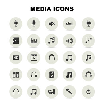 set selection of media icons