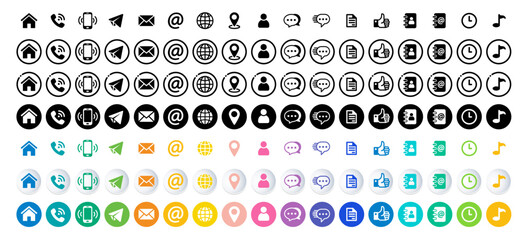 Web icon set. Website set icon vector. for computer and mobile. Contact information icon collection