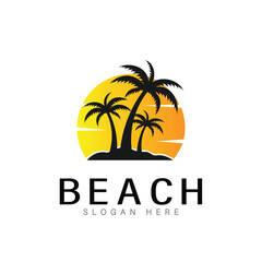 Obraz premium beach summer logo vector illustration