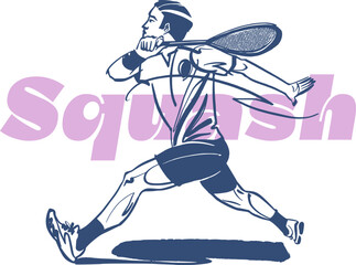 Fototapeta premium vector illustration sketch of the squash player with a racket