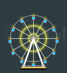 Ferris wheel in the flat style vector