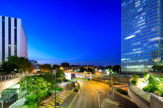 Paris, France - September 18, 2022: Modern buildings in the business district of La Defense to the west of Paris, France.