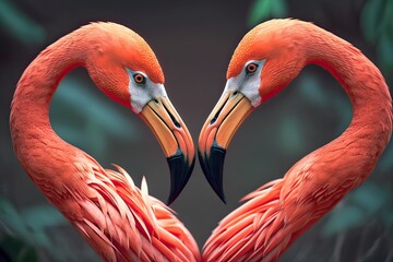 Flamingo's Loving Heart. Photo generative AI