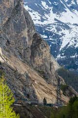 Dispositif de prévention des avalanches et des chutes de pierres, massif de la Vanoise, Tignes, Val-d’Isère, Savoie, Alpes, France