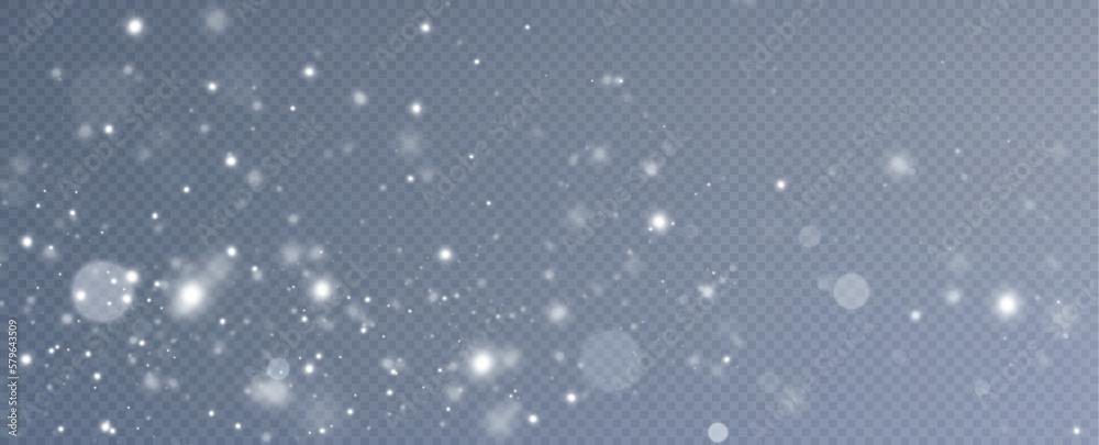 Poster dust sparks and stars shine with a special light. christmas light effect. glittering particles of ma