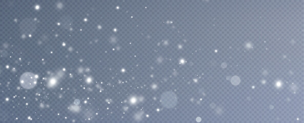 Dust sparks and stars shine with a special light. Christmas light effect. Glittering particles of magic dust.Vector sparkles on a transparent background.