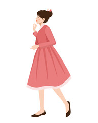 Korean girl wearing modern Hanbok (Korean traditional clothes)