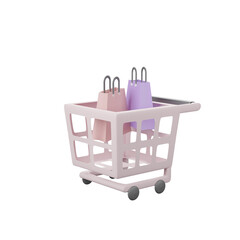 shopping carts  in 3d realistic style. 3d render illustration