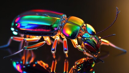 Colorful Reflective Metallic Cardianl Beetle Insect by Generate AI