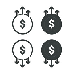 Dollar money decrease, increase icon.Illustration vector