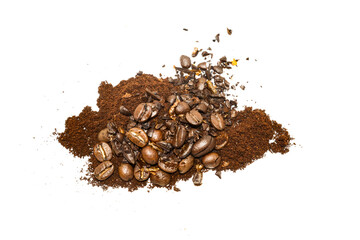 multi-grind coffee on png background.