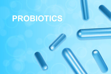 Medicine background. Probiotic background. Probiotics bacteria on blue background. EPS10 vector