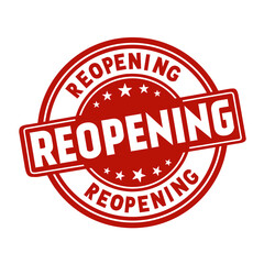 Reopening stamp design. Reopening business or office. Flat style Vector illustration.