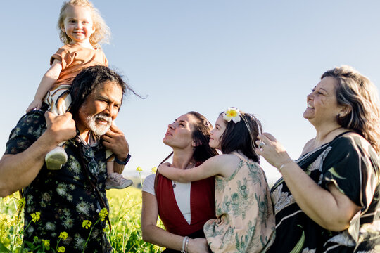 Nieces with Mom, Aunt & Uncle in Field in San Diego