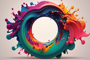 Colorful Abstract circle liquid motion flow explosion. Generative Ai