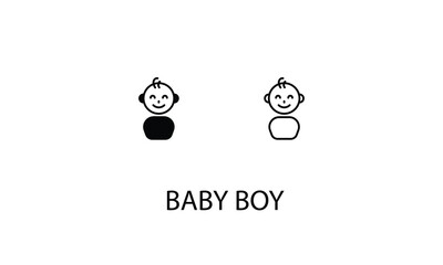 Baby boy double icon design stoke illustration