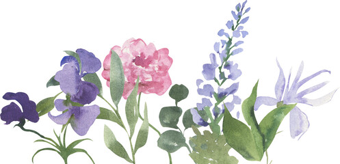 Spring bouquets of flowers watercolor, flower paintings.