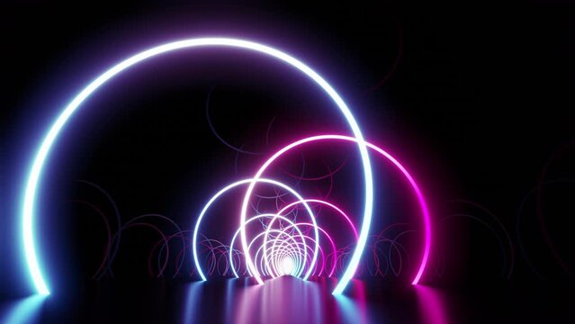 eon Line Tunnel glowing　Fluorescent light corridor stage CG background