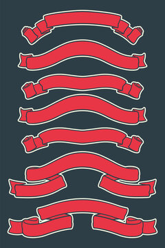 Red Ribbon Icon Banner vector set