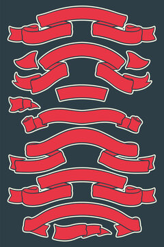 Red Ribbon Icon Banner vector set
