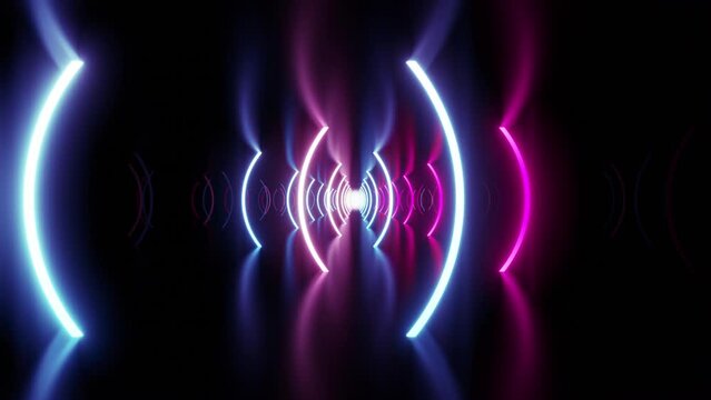 eon Line Tunnel glowing　Fluorescent light corridor stage CG background
