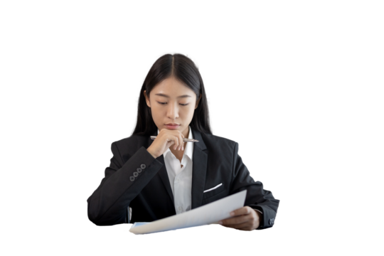 Business woman analyzing data graph in private office room, Presents Graph data and plan marketing strategies for executives who attend team meetings to analyze and develop for business. - Powered by Adobe