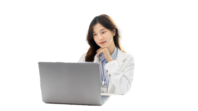 Businesswoman using laptop to work, Asian woman working in the office, Financial clerk or accountant with documents and equipment working on the desk, Using computers for financial transactions.