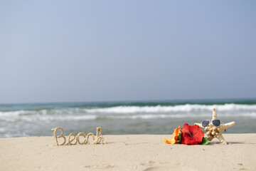 Obraz premium ビーチとハイビスカス