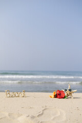 ビーチとハイビスカス