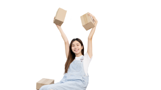 Small business owners or SMEs doing business related to selling and shipping online, New business style for young people working at home and owning businesses, Packing box, Sell online concept.