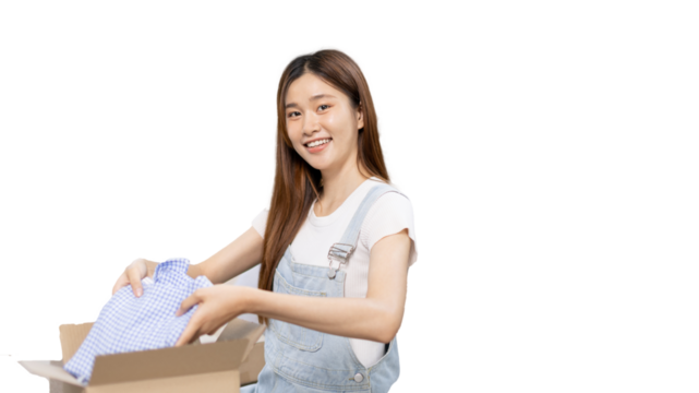 Woman is packing in the mailbox to prepare to deliver it to the customer, Working at home and owning businesses, Online shopping SME entrepreneur, Packing box, Sell online, Freelance working.