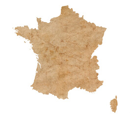 map of France on old brown grunge paper