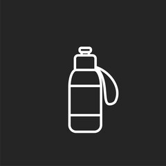 Reusable bottle for water line icon on black background. 
