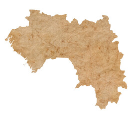 map of Guinea on old brown grunge paper
