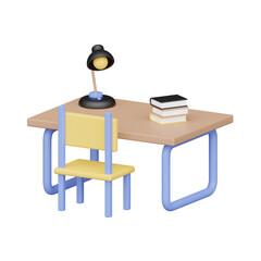 Study Table 3d realistic object design vector icon illustration