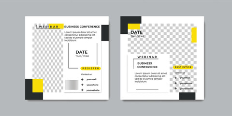 Modern digital webinar social media post templates concept design. Suitable for online marketing promotion banner, webinar, seminar, flyer, ads, etc.	