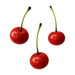3d rendering cherry fruit genus prunus fleshy drupe perspective view