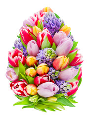 Dekoration im Frühling mit Tulpen und Hyazinthen Hintergrund transparent PNG cut out