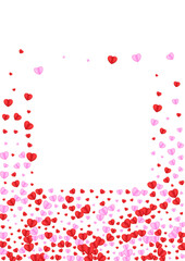 Fototapeta na wymiar Violet Heart Background White Vector. Valentine Frame Confetti. Red Blank Backdrop. Fond Confetti Sweetheart Texture. Pink Card Illustration.