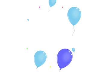 Yellow Toy Background White Vector. Flying Realistic Border. Colorful Jubilee. Blue Helium. Surprise Love Set.